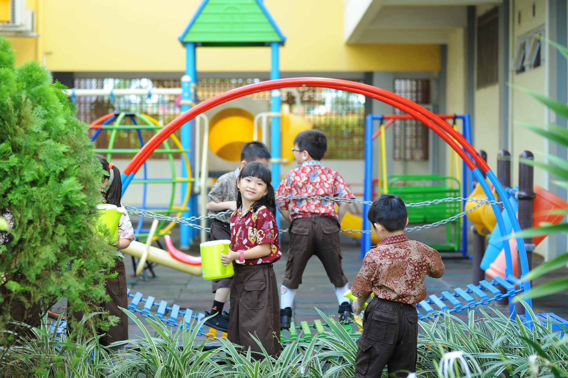 Children playing and exploring